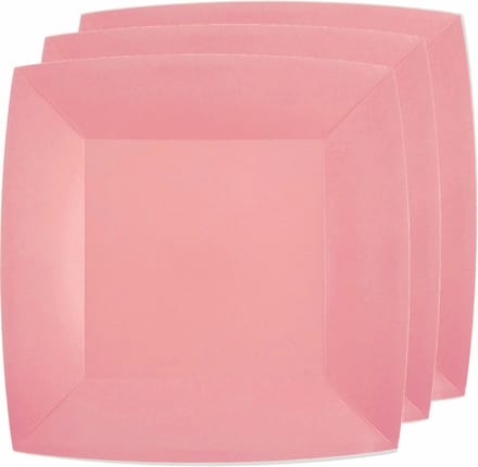 Santex Bordjes karton - 30x - vierkant - roze - 23 x 23 cm - feestbordjes