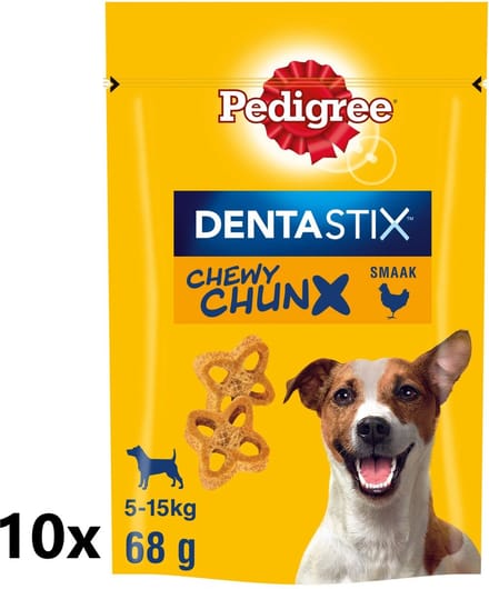 10x Pedigree - Dentastix Chewy Chunx Mini Kip - Hondensnacks - 68 g