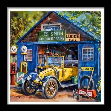 diamond painting garage knutselbedrijf stiefbeen en zoon 30 x 30 cm