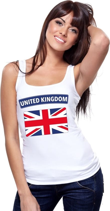 Engeland singlet shirt/ tanktop met Engelse vlag wit dames S