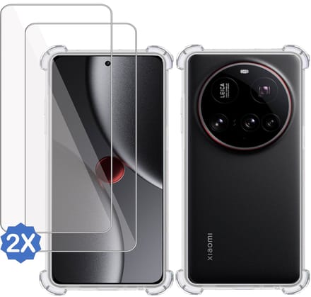 TechNow Hoesje + 2x Screenprotector geschikt voor Xiaomi 15 Ultra Hoesje Screenprotector - Tempered Glass - Extreme Shock Case Transparant