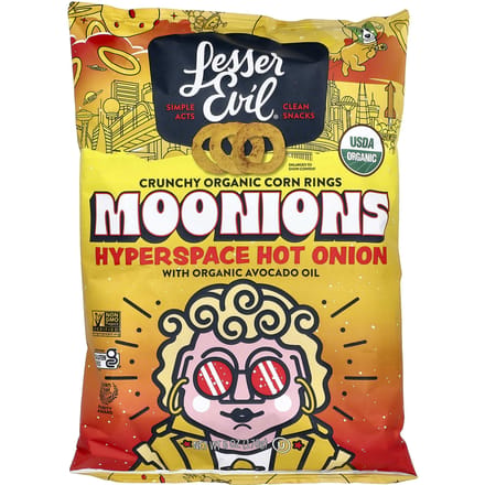 LesserEvil, Moonion, Hyperspace Hot Onion, 170g (170 gram) yellow