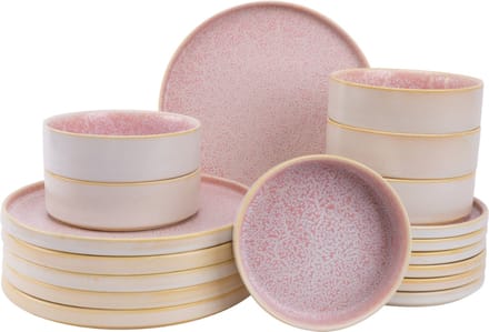 Palmer - Serviesset - Coco - 6 persoons - Roze - Porselein - Bordenset - 18-delig