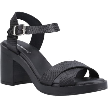 Hush Puppies Georgia Dames Leren Zwart/Slang Sandalen