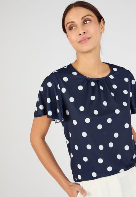 Damart - T-shirt met korte vlindermouwen - Dames - Blauw - S
