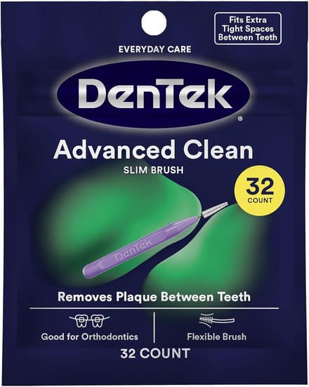 DenTek Slim Brush Advanced Clean interdentale reinigers, extra strak, 32 stuks