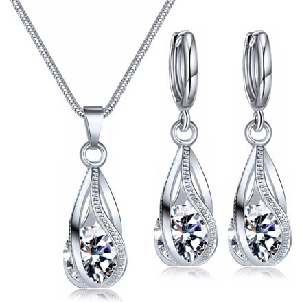 Ensemble de colliers et boucles d'oreilles simples et à la mode, en argent, pour mariages, anniversaires, fêtes gray
