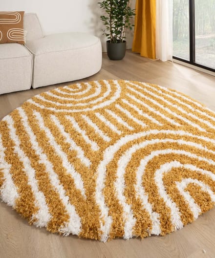 Scandinavisch vloerkleed rond - Cozy Arch okergeel 200