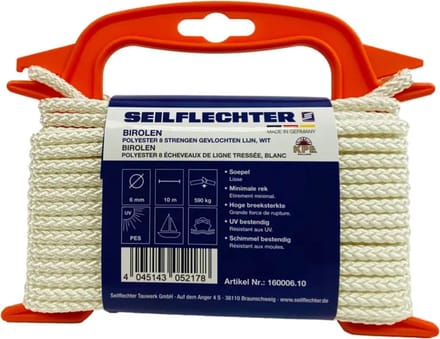 Seilflechter - Birolen Polyester - Wit - 8mm - Op Haspel - Maat: 5M