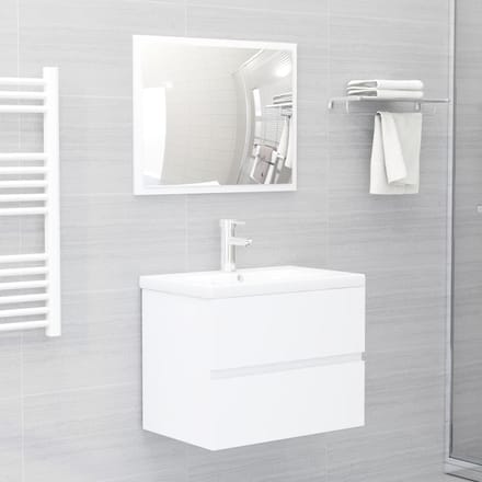 Meuble-lavabo de salle de bain blanc 60 x 38,5 x 45 cm en panneau de particules