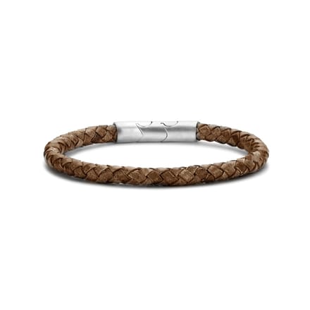 Frank 1967 bracelet brown braided leather 23cm ips