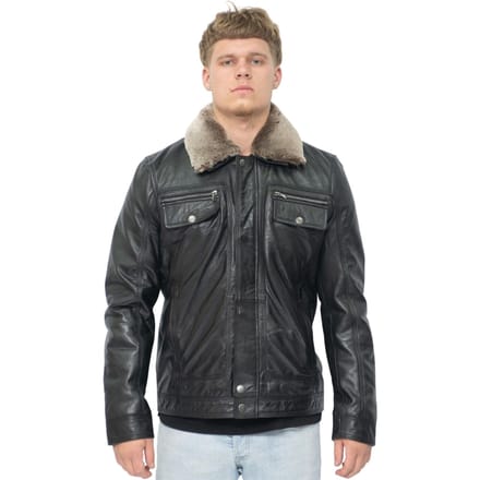 Heren truckershirt leren jas-Galway