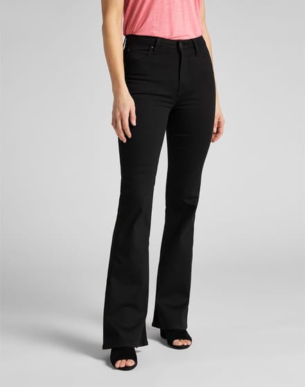 LEE BREESE BLACK RINSE FLARE JEANS-DAMES