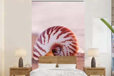 Behang - Fotobehang Schelp - Strand - Zee - Zand - Breedte 145 cm x hoogte 220 cm