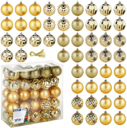 Kerstballen Set Onbreekbaar Gouden 6 cm 50 stuks - Kerstdecoratie