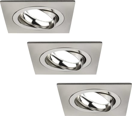 Ledvion - 3X LED Inbouwspot Sevilla - Dimbaar - 3W - 6500K - Ø92 mm - RVS