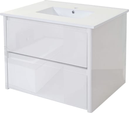Wastafel + badmeubel MCW-B19, wastafelmeubel badkamer, hoogglans 50x80cm ~ wit