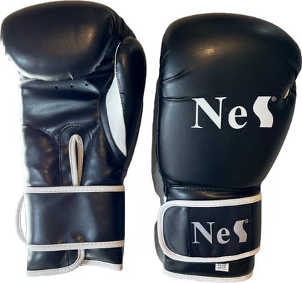 NeS Champ Pu - Bokshandschoenen Unisex - Zwart- Kunstleer - 14oz - Klittenbandsluiting