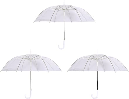 Transparante Koepelparaplu Set voor Dames - 3 Stuks - Opvouwbaar - Windproof - Cadeau voor Vrouwen – 98cm Diameter