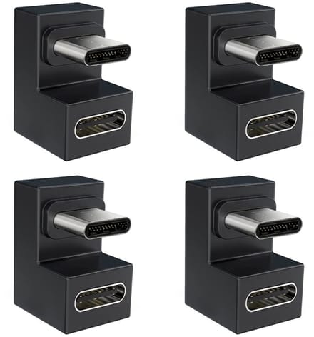 Allecto - USB C Type-C Adapter - 4-Pack U Vorm Adapter - 10Gbps PD 100W - Geschikt voor Laptop - Mobiele Telefoon - Nintendo Switch Gebruik - Zwar