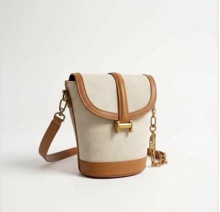 TK-S Kleine Schoudertas-Crossbodytas, geweven stof, zwarte afwerking