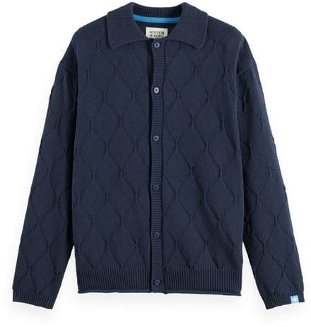 Scotch & Soda Open Work Long Sleeve Shirt Sky Captain Maat: S | Cardigans Outlet | Heren | Blauw