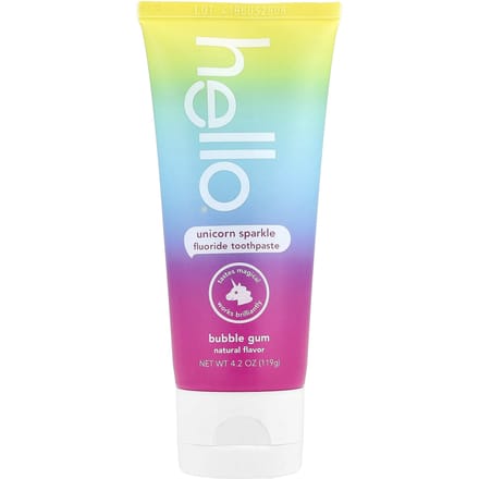 Bonjour, dentifrice pour enfants au fluor, licorne scintillante, bubblegum, 4,2 oz (119 g) white