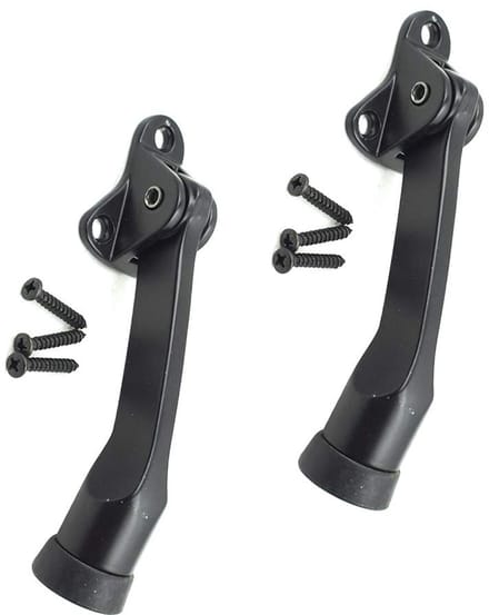 2 stuks Deurstopper - Sterke deurstopper - Met antislip rubberen punt - Deurstopper - Stevige Deurstopper - RVS - Voor Zware Deuren - Verstelbaar - Deurbescherming - Deurklink Bescherming - 13CM - Zwart