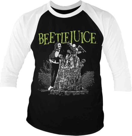 Beetlejuice Raglan top -S- Headstone Zwart/Wit