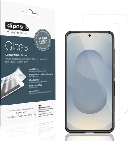 dipos – 2x Pantserfolie geschikt voor Samsung Galaxy S26 Plus Case Friendly | 9H Screenprotector