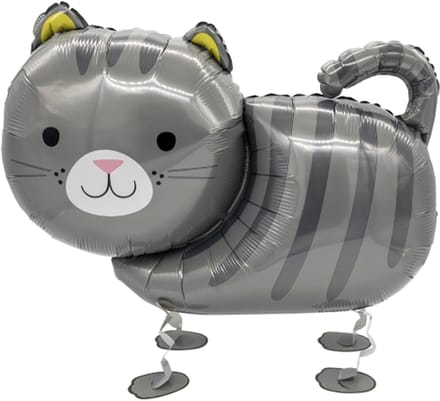 Katgrijs wandelfolieballon 75 cm