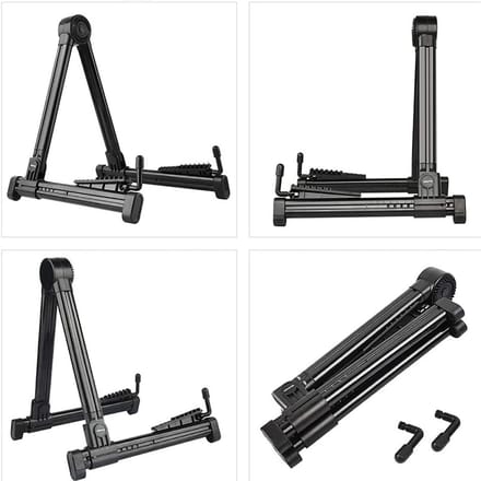 Support de Guitare Pliable en A Noir avec Coussinet en Silicone Stable Support de Guitare Acoustique en ABS pour la Maison black