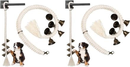 Honden Deurbel Set - Trainingsbel - Zindelijkheidstraining Hond - Verstelbare Lengte - 4 Stuks - Wit Brons
