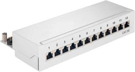 Pro CAT 5e Mini/Desktop Patch Panel 12 Port Grijs