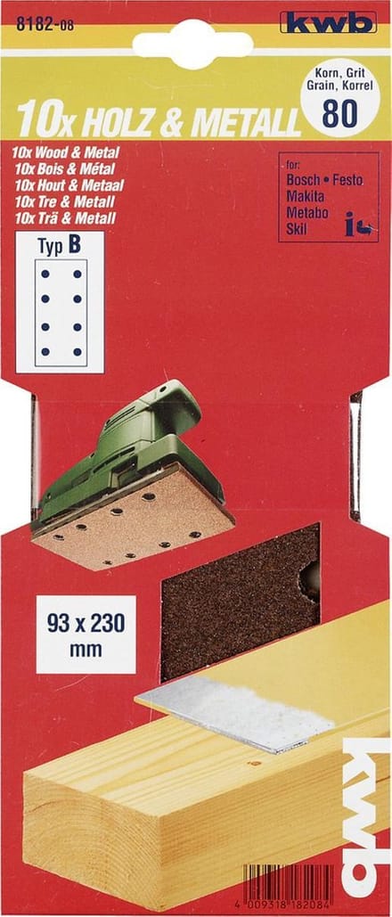 kwb 818204 Schuurpapier Korrelgrootte (num) 40 (l x b) 230 mm x 93 mm 10 stuk(s)