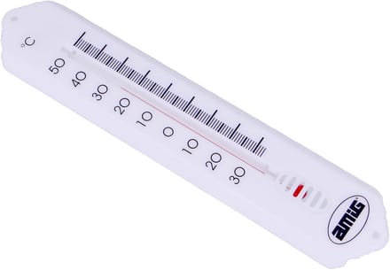 Wandthermometer Analoog - Temperatuurmeter Buiten - Tuin Temperatuur Meten - Groot Formaat Afleesbaar - 190 mm Lengte - Wit