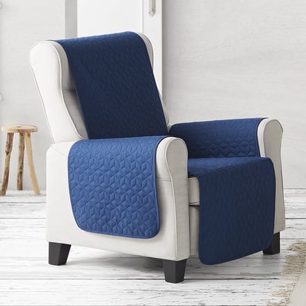 Fauteuilbeschermer Geo Quilt - 55cm breed - Blauw - Teflon beschermlaag - Anti-slip onderkant