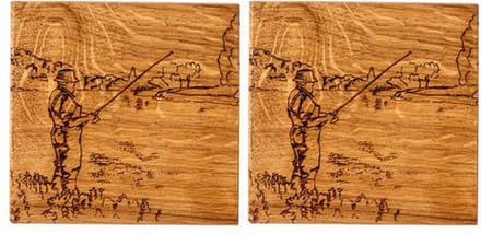 Onderzetters Sport Vissen - Schots Eikenhout - Scottish Made