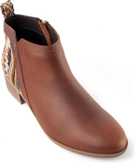 Inkkas, Brown leather Bootie, Dames, Enkellaars, Suede, Old Western Print, Rubberzool, Maat 42