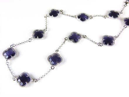model 10 Fiori collier in zilver paarse klavers