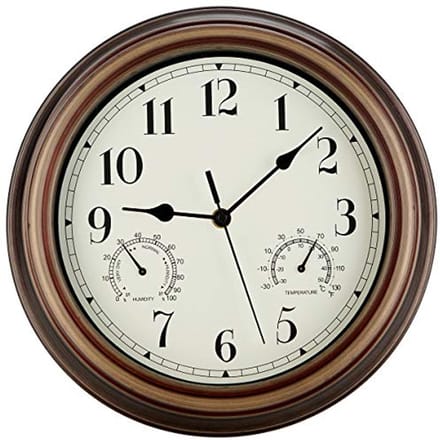 12 Inch Muurklok met Thermometer - Waterdichte Batterijklok