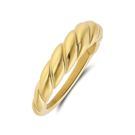Lucardi Dames Stalen goldplated ring draai 5,5mm - Ring - Staal - Goud - 17 / 53 mm