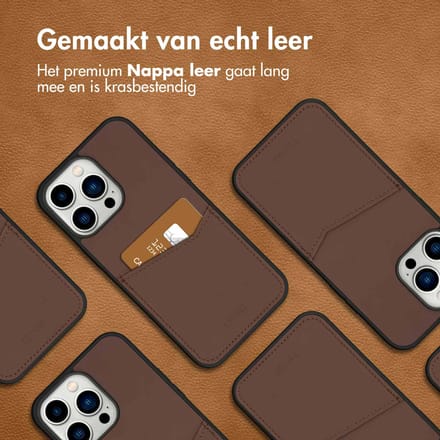 Accezz Hoesje - Geschikt voor Apple iPhone 14 Pro Max - Premium Leather Card Slot Backcover - Bruin