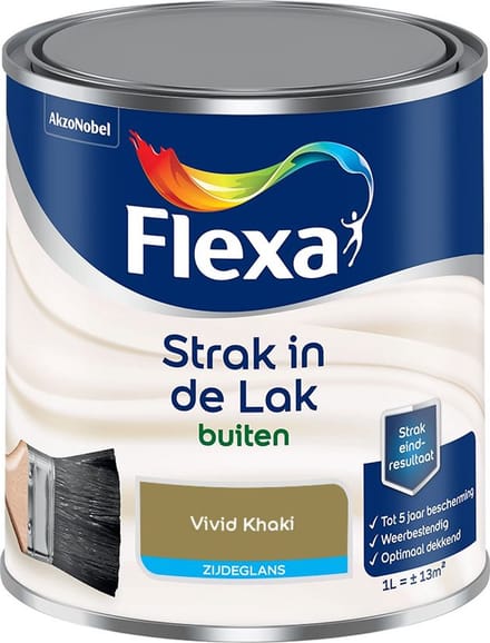 Flexa - Strak In De Lak Buitenlak Zijdeglans - Vivid Khaki - Mengverf - 1 L