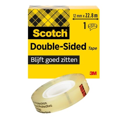 Plakband scotch 665 12mmx22.8m dubbelzijdig