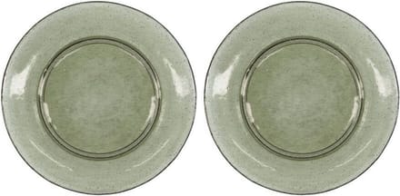 House Doctor Bord Rain groen glas 27cm - 2 stuks