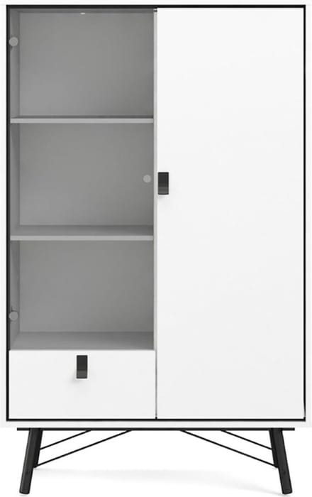 Rye vitrinekast 1 glazen deur, 1 deur, 1 lade mat wit.