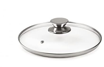 Glazen deksel met roestvrijstalen knop - 28 cm