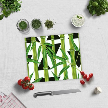 Bamboe Patroon Tempered GlasSnijplank 29cm x 34cm - Glassnijplank