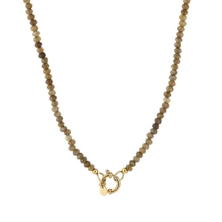 Bijoutheek Collier Glas Kralen Army Green
